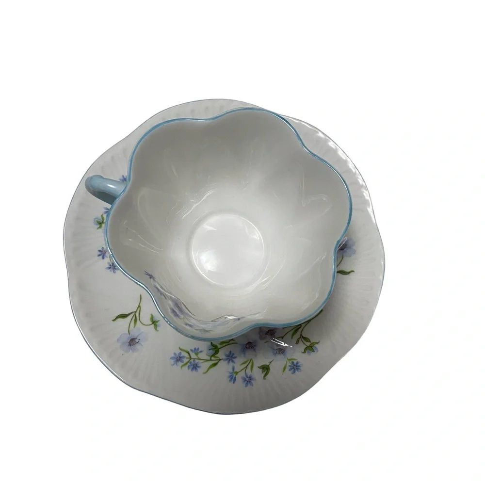 Blue Rock Shelley Dainty Teacup and Saucer Bone China 13591